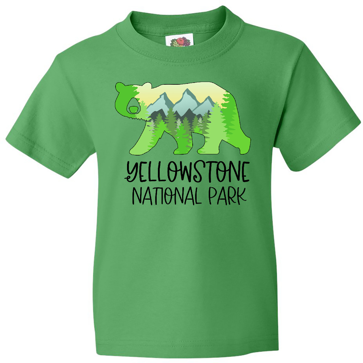 Inktastic Yellowstone National Park- Mountains And Bear Shape Youth T-Shirt Home - Picture 4 of 8