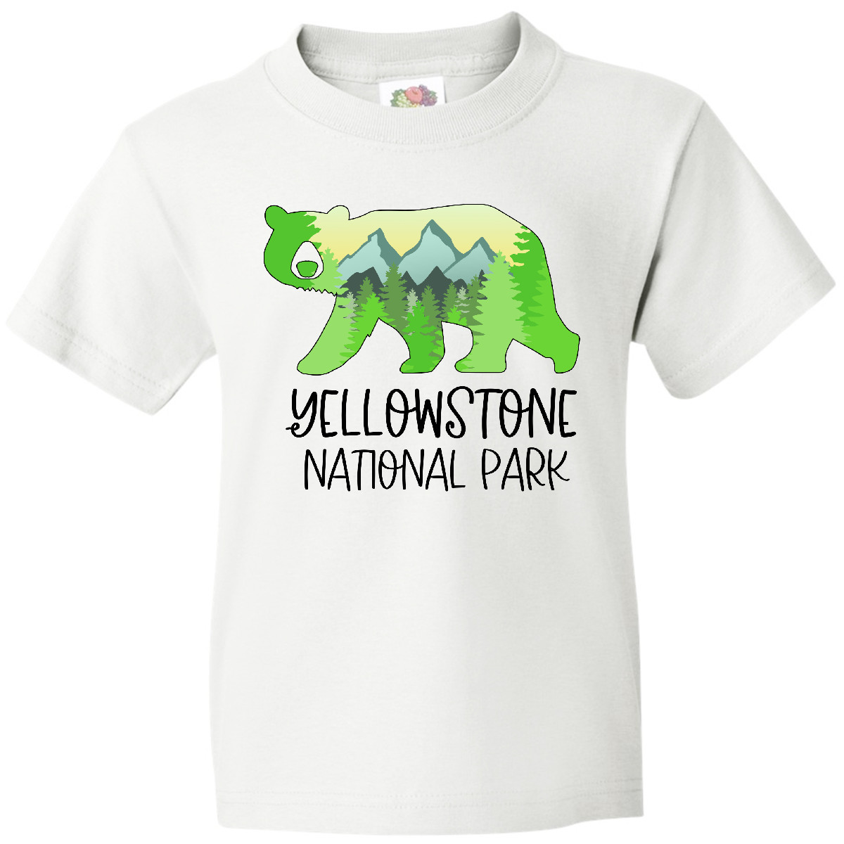 Inktastic Yellowstone National Park- Mountains And Bear Shape Youth T-Shirt Home - Picture 8 of 8