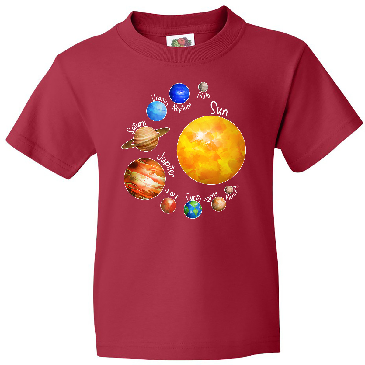 Inktastic Sun And Planets- Yes, And Pluto Youth T-Shirt Space Solar System Outer - Bild 6 von 7