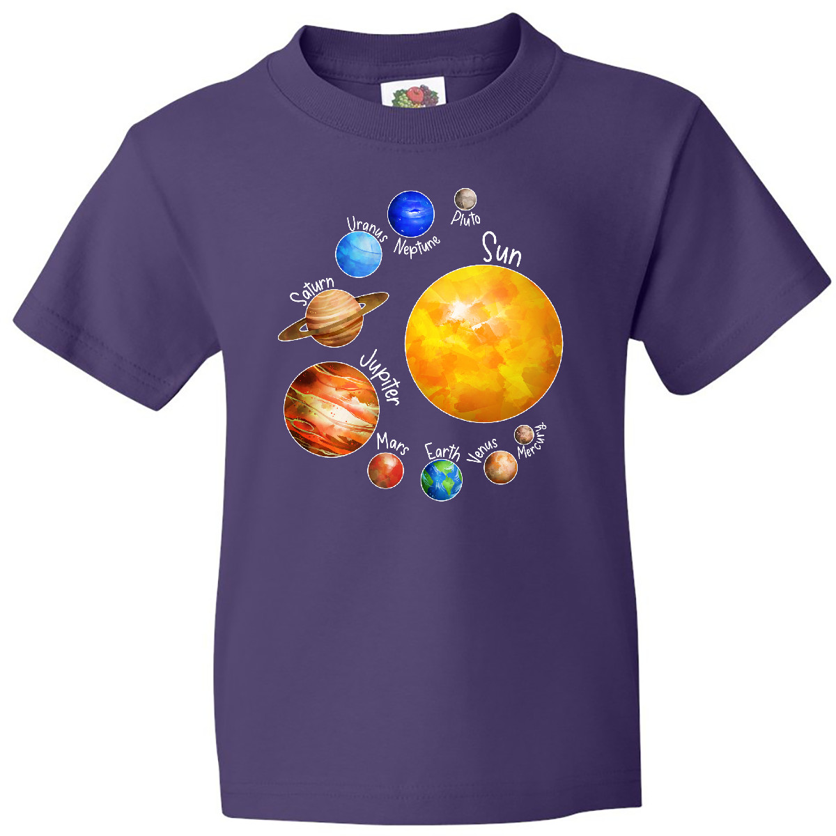 Inktastic Sun And Planets- Yes, And Pluto Youth T-Shirt Space Solar System Outer - Bild 5 von 7