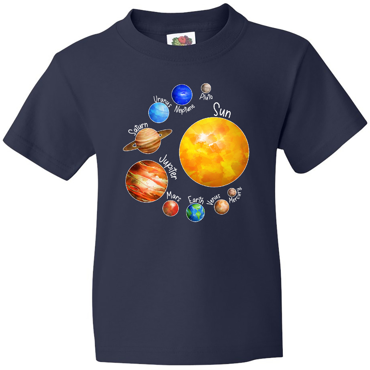 Inktastic Sun And Planets- Yes, And Pluto Youth T-Shirt Space Solar System Outer - Bild 3 von 7