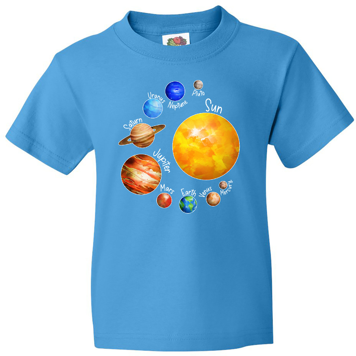 Inktastic Sun And Planets- Yes, And Pluto Youth T-Shirt Space Solar System Outer - Bild 4 von 7