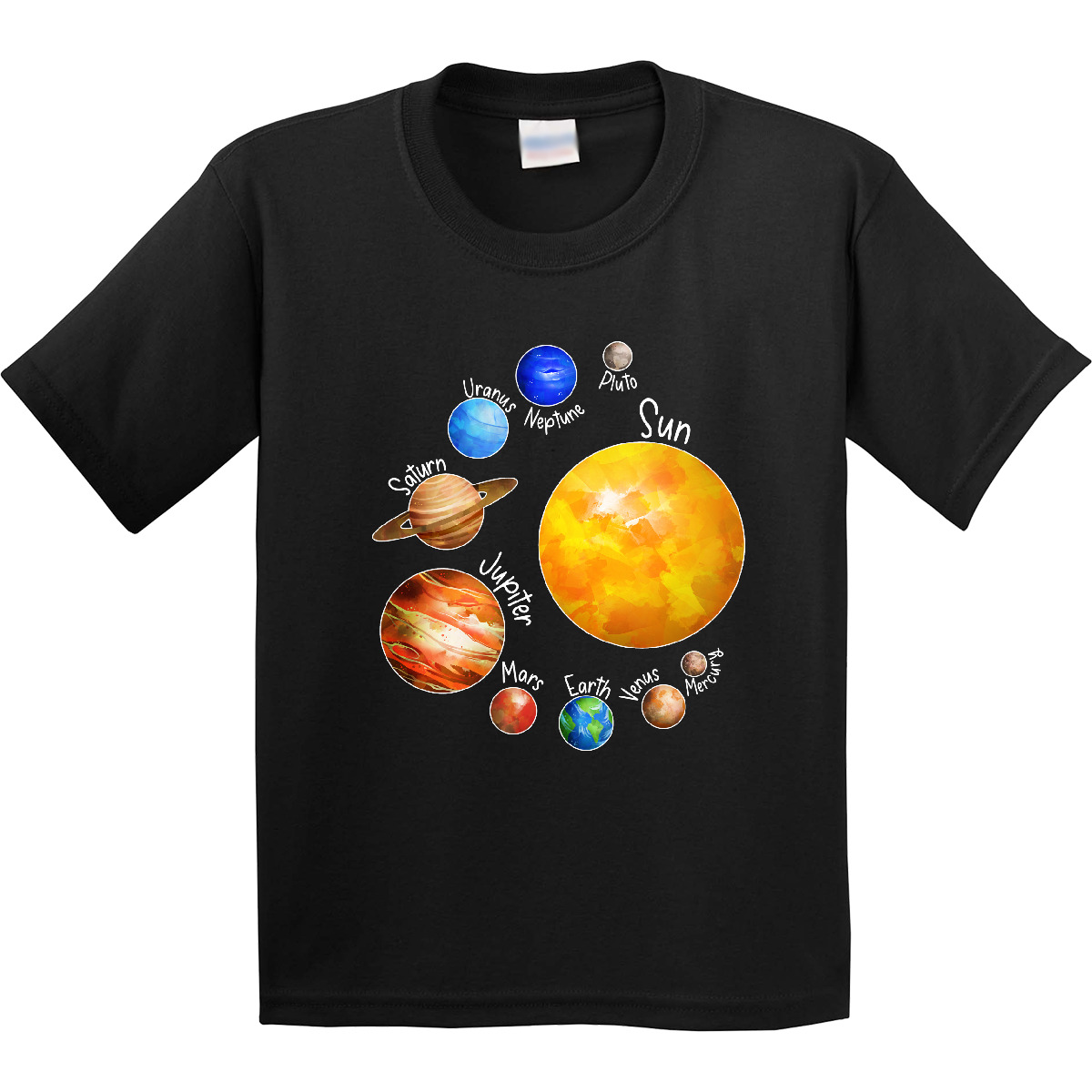 Inktastic Sun And Planets- Yes, And Pluto Youth T-Shirt Space Solar System Outer - Picture 2 of 7