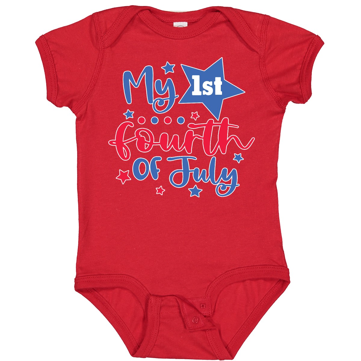 Inktastic My 1st 4th Of July With Stars Baby Bodysuit Fourth Kids First Red Blue - Picture 9 of 9