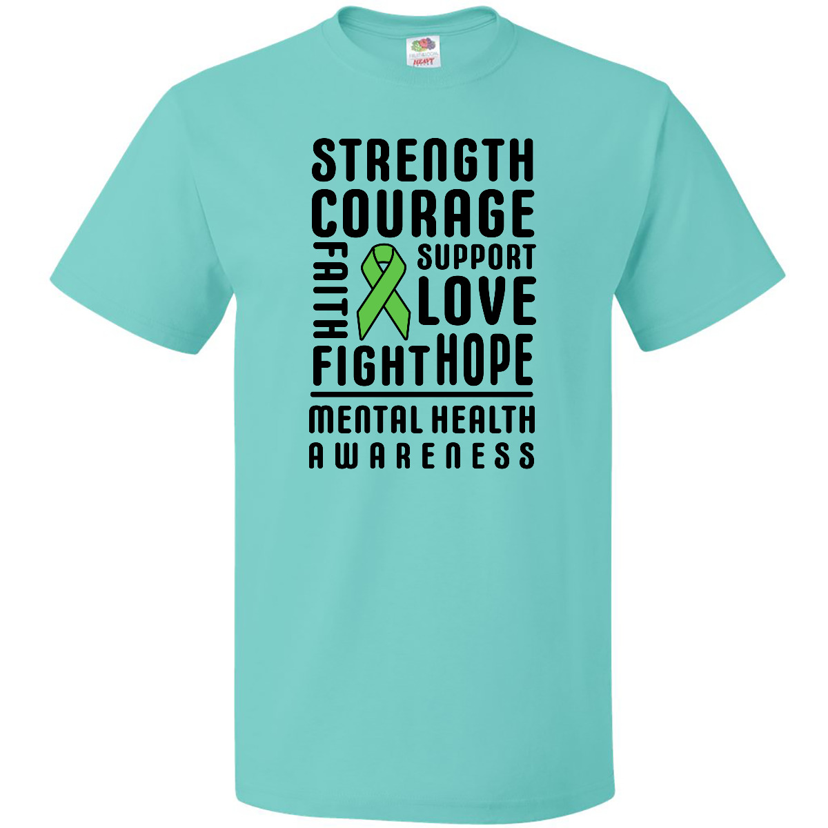 Inktastic Mental Health Awareness Strength Support Love T-Shirt Month Green May - Foto 7 di 8