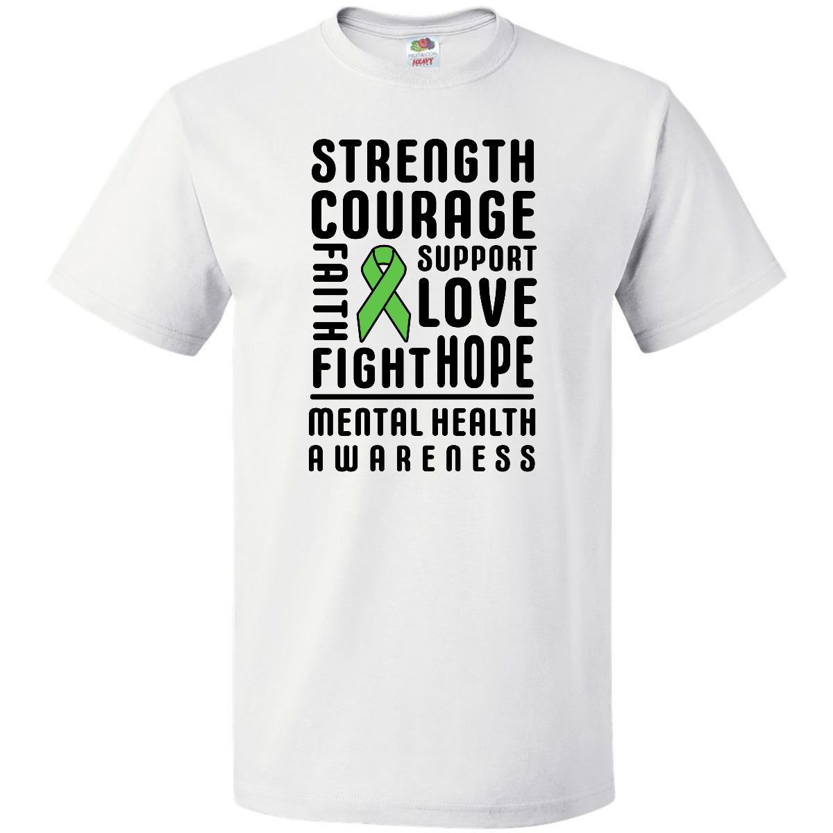 Inktastic Mental Health Awareness Strength Support Love T-Shirt Month Green May - Foto 8 di 8