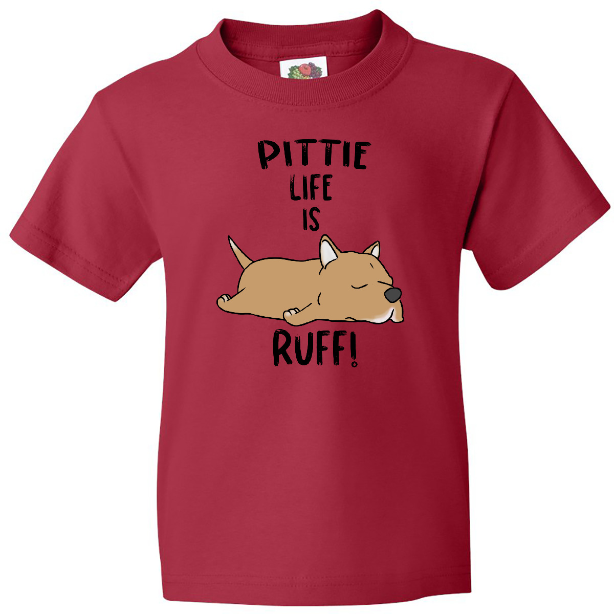 Inktastic Pittie Life Is RUFF! Pit Bull Tan Youth T-Shirt Animals Dogs Lover Pup - Picture 4 of 6