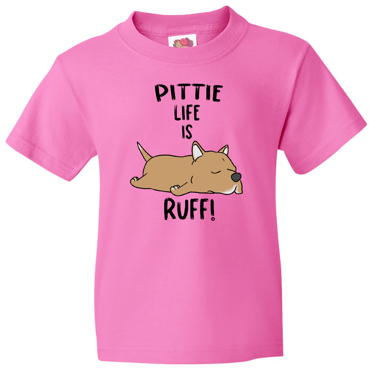 Inktastic Pittie Life Is RUFF! Pit Bull Tan Youth T-Shirt Animals Dogs Lover Pup - Picture 2 of 6