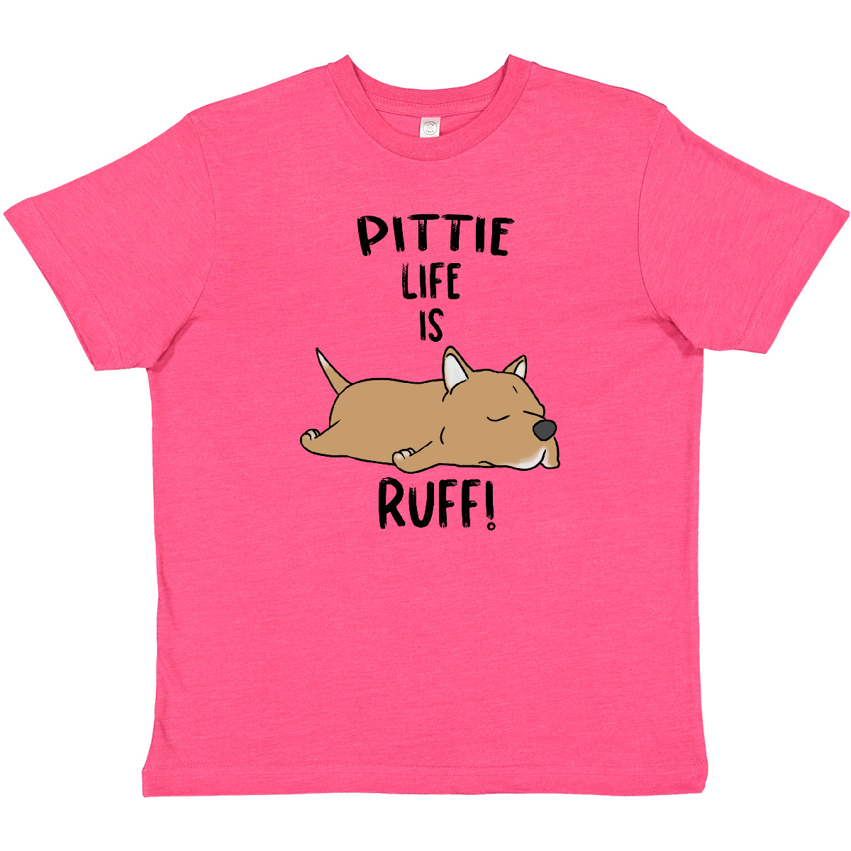 Inktastic Pittie Life Is RUFF! Pit Bull Tan Youth T-Shirt Animals Dogs Lover Pup - Picture 5 of 6