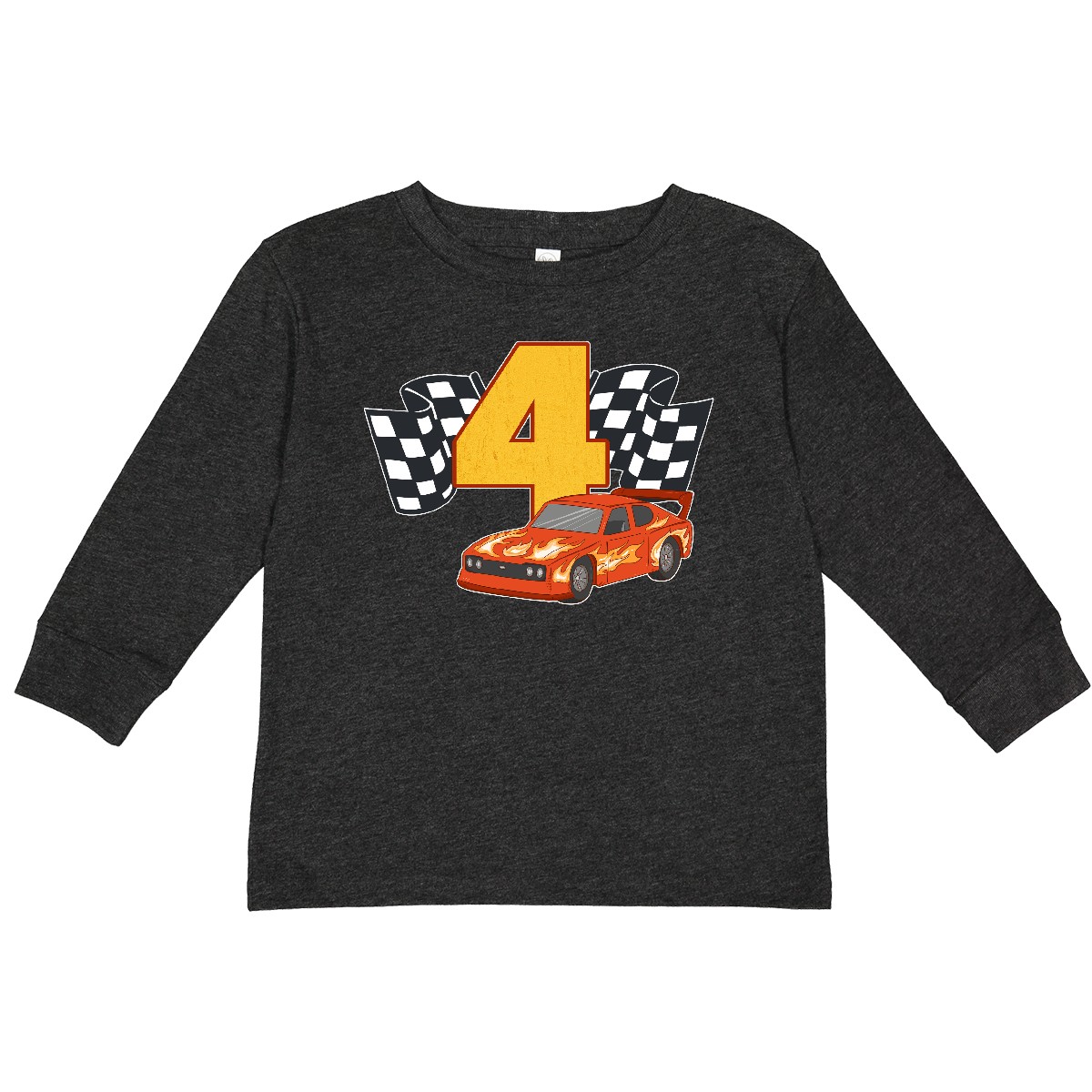 Inktastic Number Four Race Car Toddler Long Sleeve T-Shirt 4th Year Old Racer - Picture 7 of 7