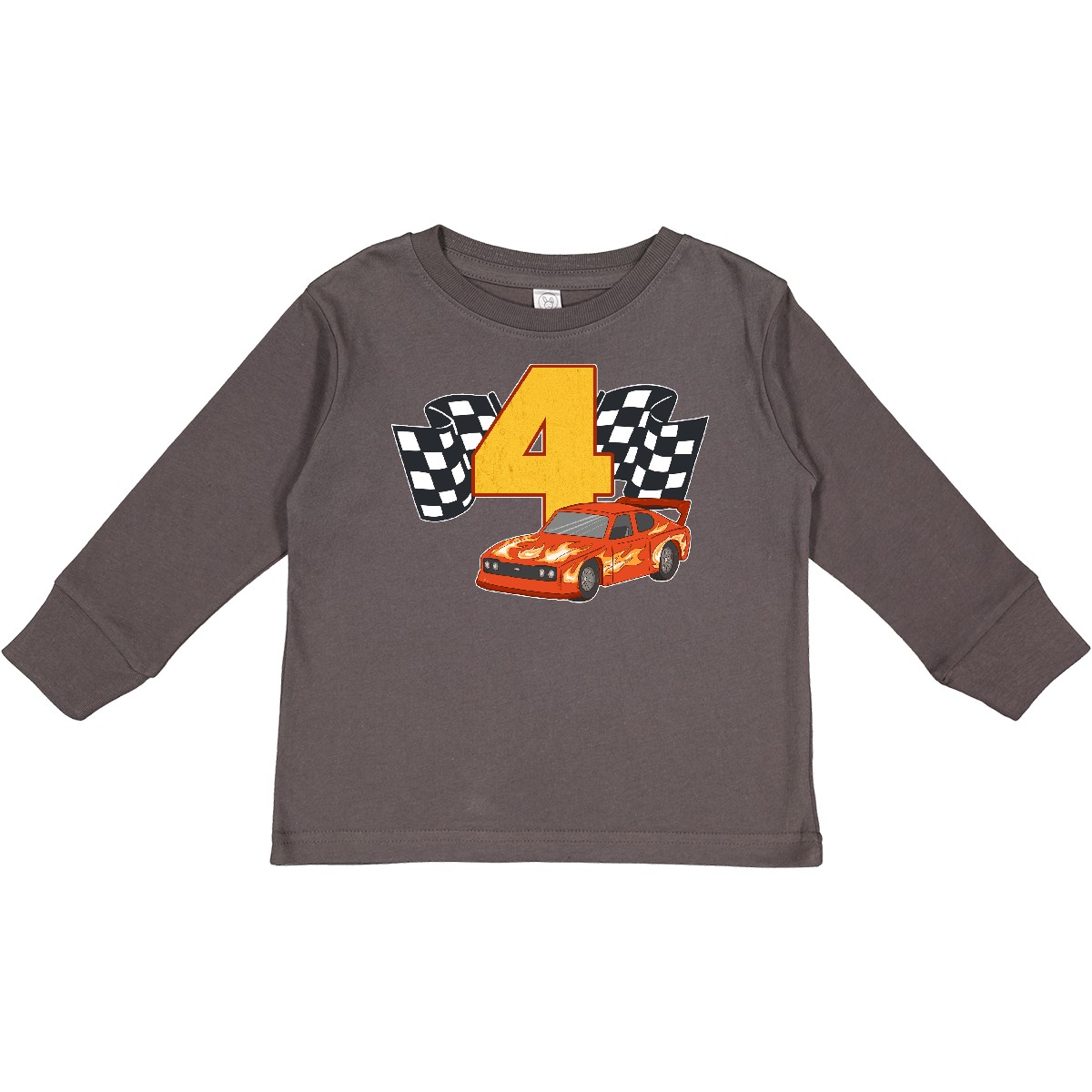 Inktastic Number Four Race Car Toddler Long Sleeve T-Shirt 4th Year Old Racer - Picture 4 of 7