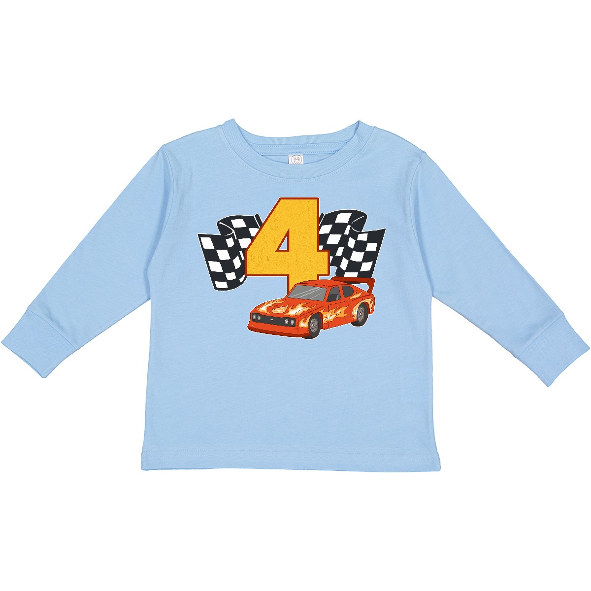Inktastic Number Four Race Car Toddler Long Sleeve T-Shirt 4th Year Old Racer - Picture 3 of 7