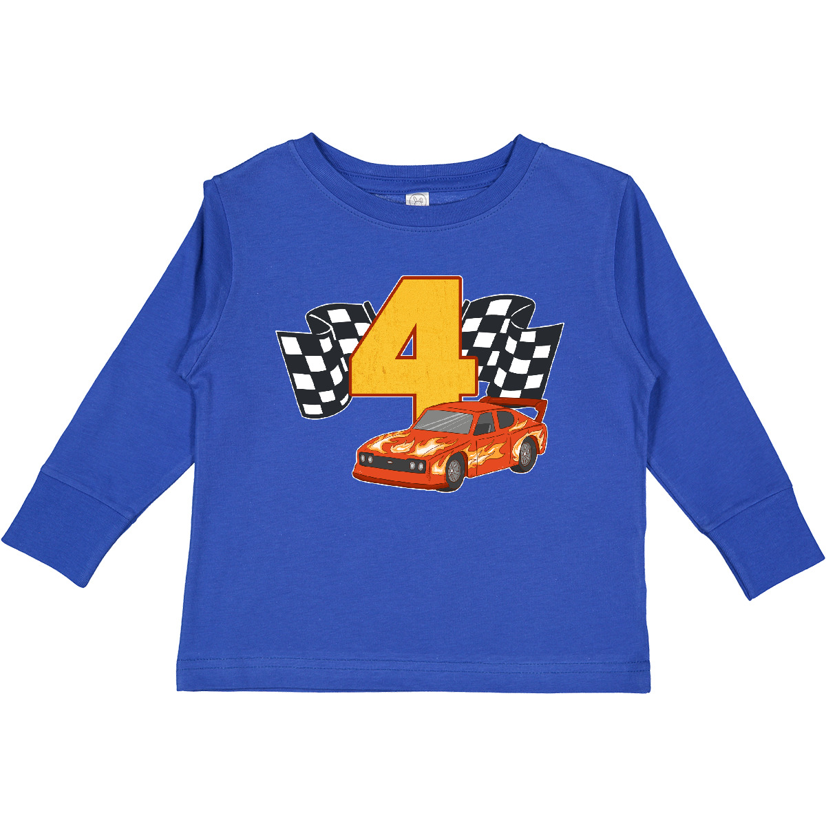 Inktastic Number Four Race Car Toddler Long Sleeve T-Shirt 4th Year Old Racer - Picture 6 of 7