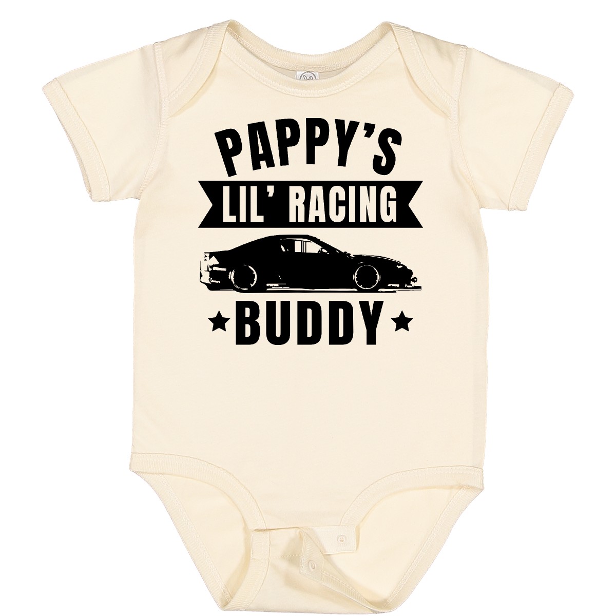 Inktastic Pappy's Lil' Racing Buddy With Car Silhouette Baby Bodysuit Kids I Jmg