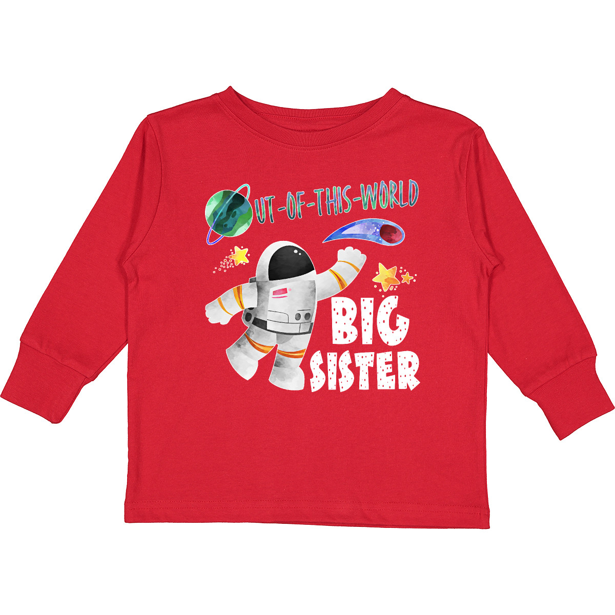 Inktastic Out Of This World Big Sister Astronaut In Toddler Long Sleeve T-Shirt - Picture 3 of 4