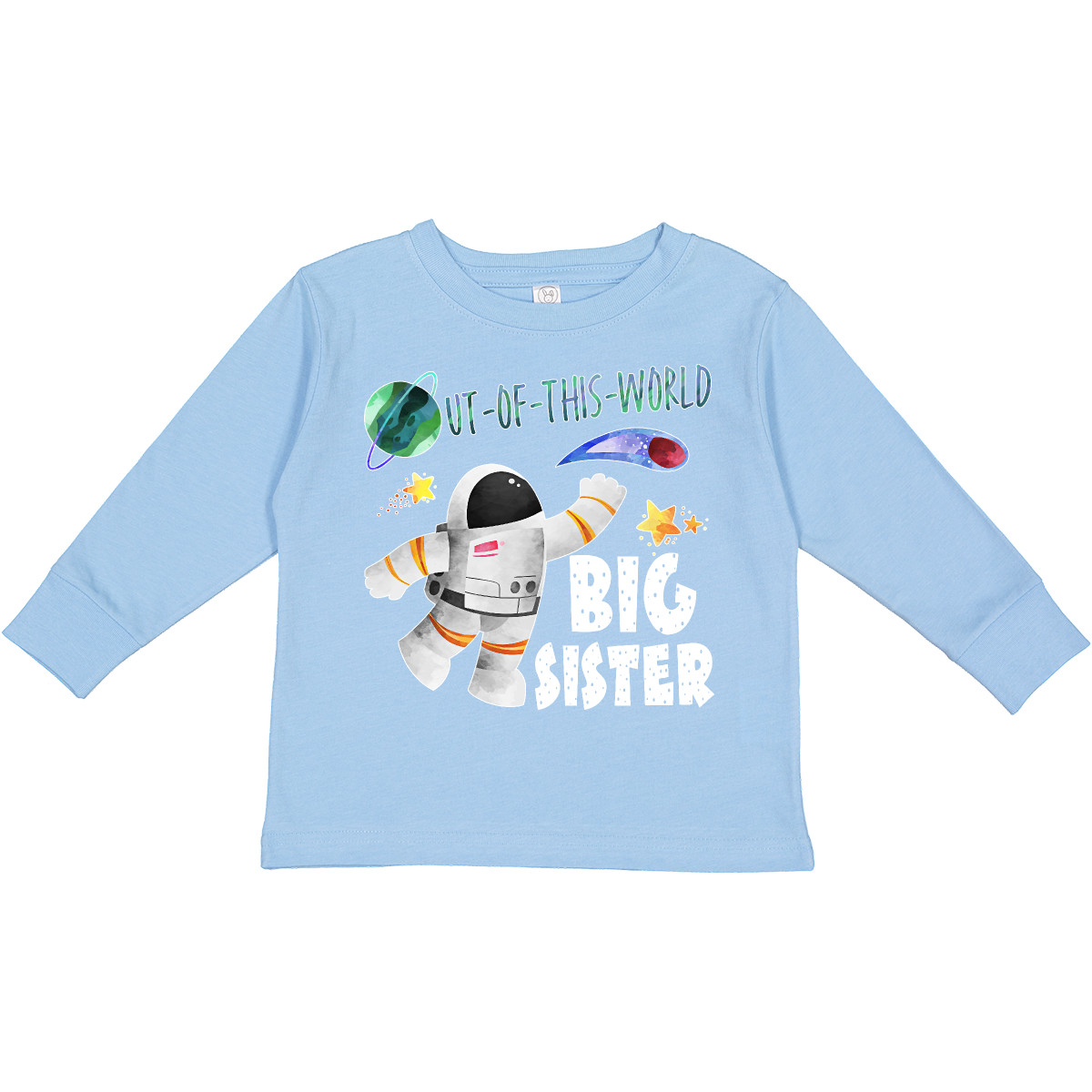 Inktastic Out Of This World Big Sister Astronaut In Toddler Long Sleeve T-Shirt - Picture 2 of 4