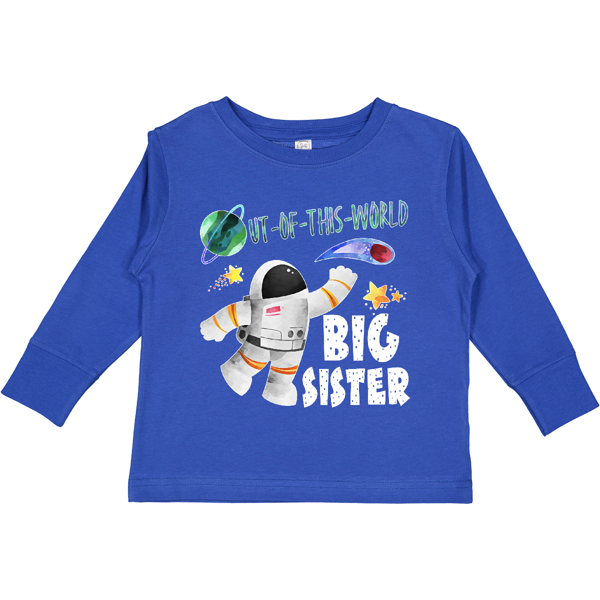 Inktastic Out Of This World Big Sister Astronaut In Toddler Long Sleeve T-Shirt - Picture 4 of 4