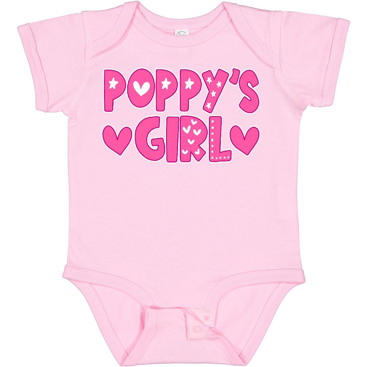 Inktastic Poppy’s Girl Pink With Hearts Baby Bodysuit Family Girls Poppy Grandpa
