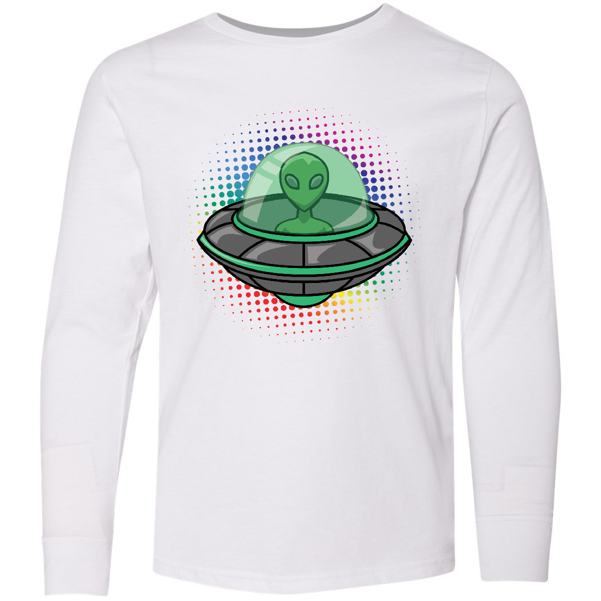 Inktastic Spaceship Funny Alien Outer Space Youth Long Sleeve T-Shirt Ufos Tee - Picture 4 of 4