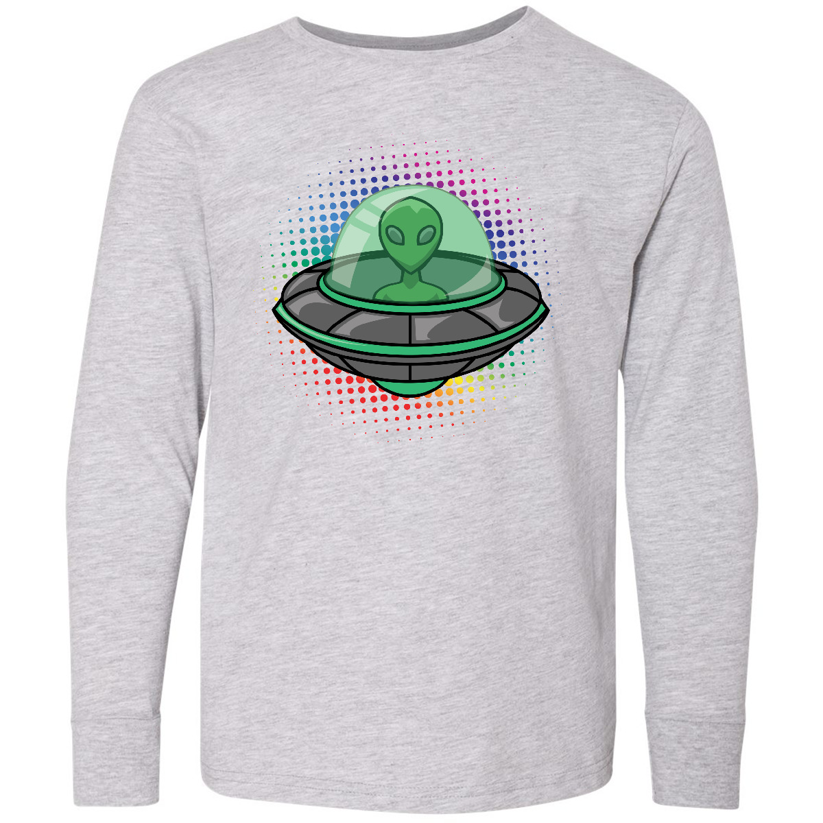 Inktastic Spaceship Funny Alien Outer Space Youth Long Sleeve T-Shirt Ufos Tee - Picture 3 of 4