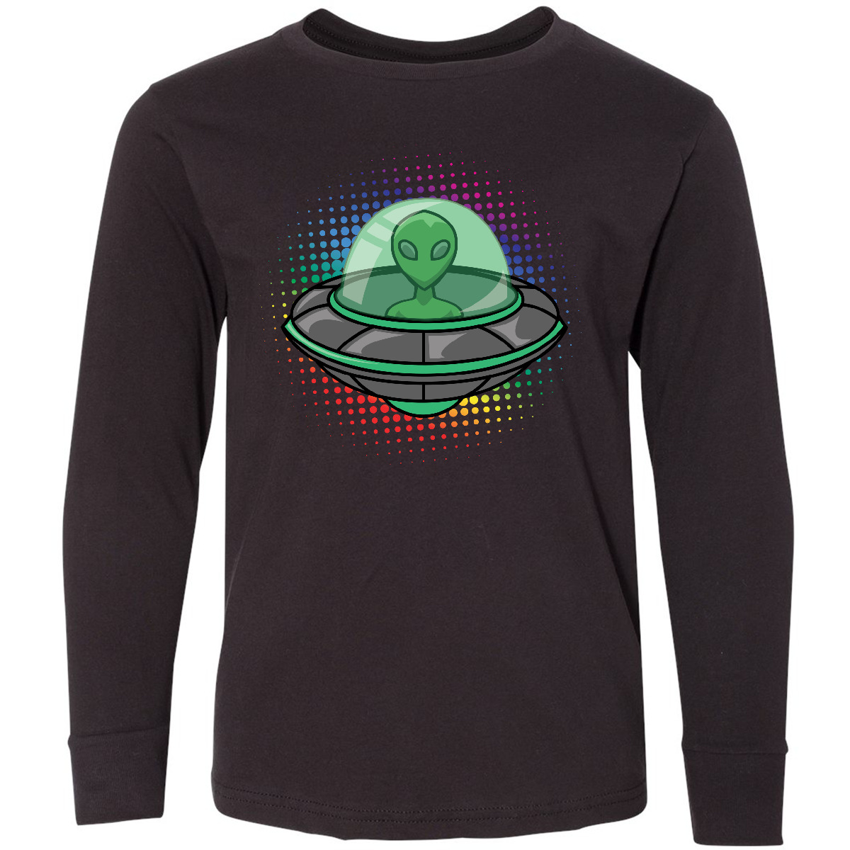 Inktastic Spaceship Funny Alien Outer Space Youth Long Sleeve T-Shirt Ufos Tee - Picture 2 of 4