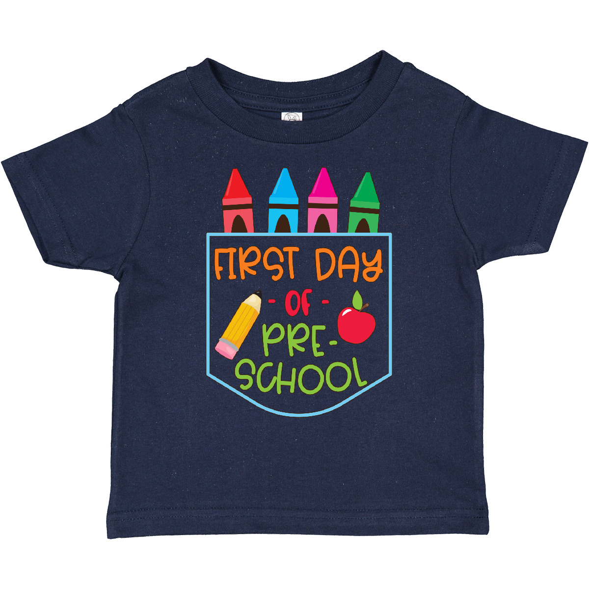 T-Shirt Inktastic 1. Tag der Vorschule Buntstifte und Apfel Schulanfang Kleinkind - Bild 10 von 15