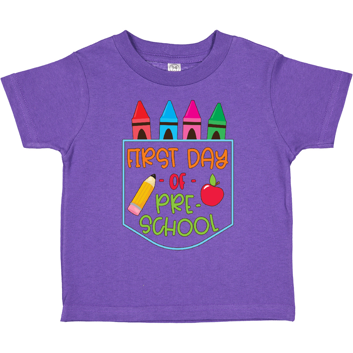T-Shirt Inktastic 1. Tag der Vorschule Buntstifte und Apfel Schulanfang Kleinkind - Bild 11 von 15