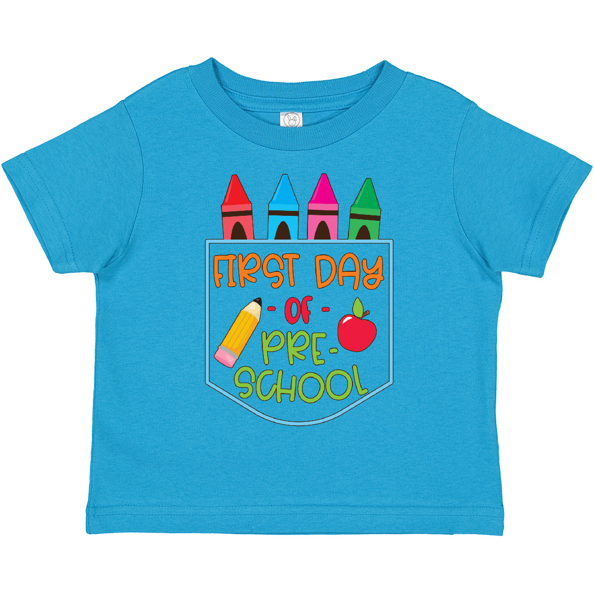 T-Shirt Inktastic 1. Tag der Vorschule Buntstifte und Apfel Schulanfang Kleinkind - Bild 15 von 15
