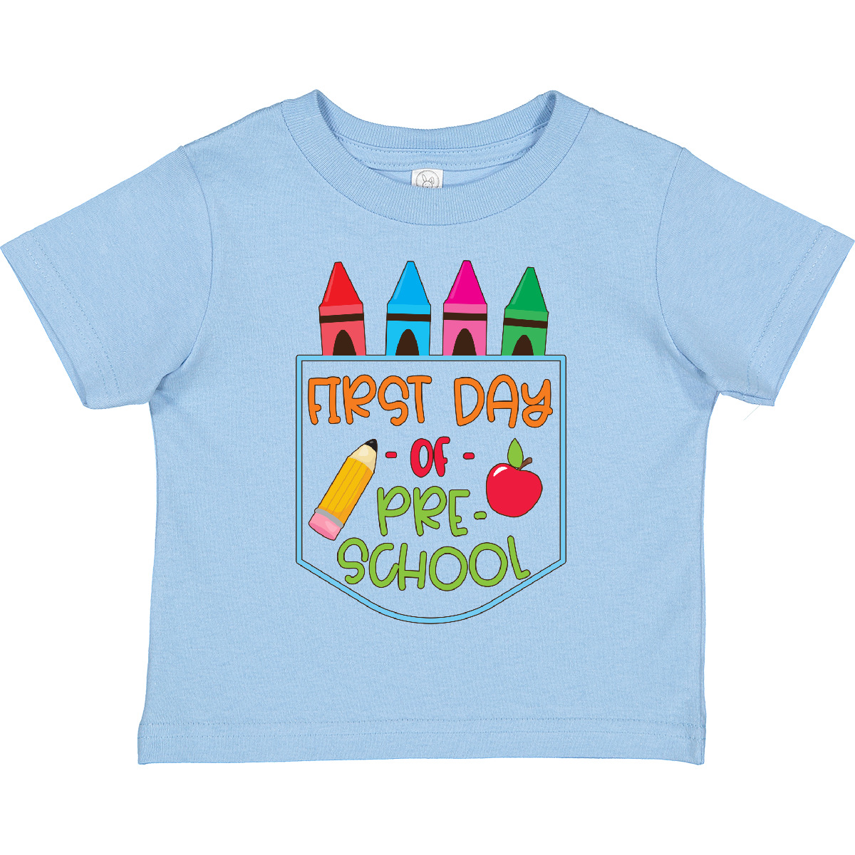 T-Shirt Inktastic 1. Tag der Vorschule Buntstifte und Apfel Schulanfang Kleinkind - Bild 8 von 15