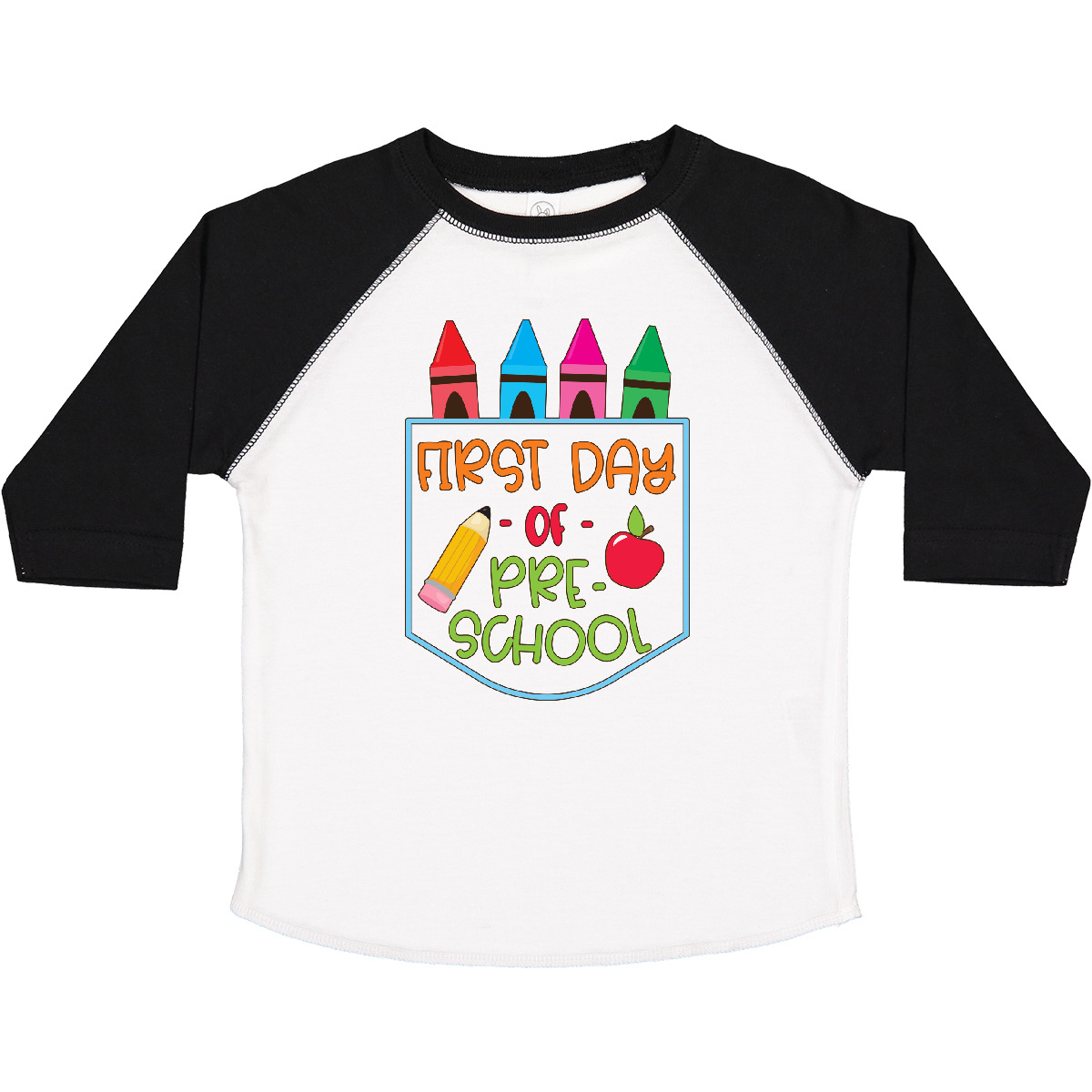 T-Shirt Inktastic 1. Tag der Vorschule Buntstifte und Apfel Schulanfang Kleinkind - Bild 2 von 15