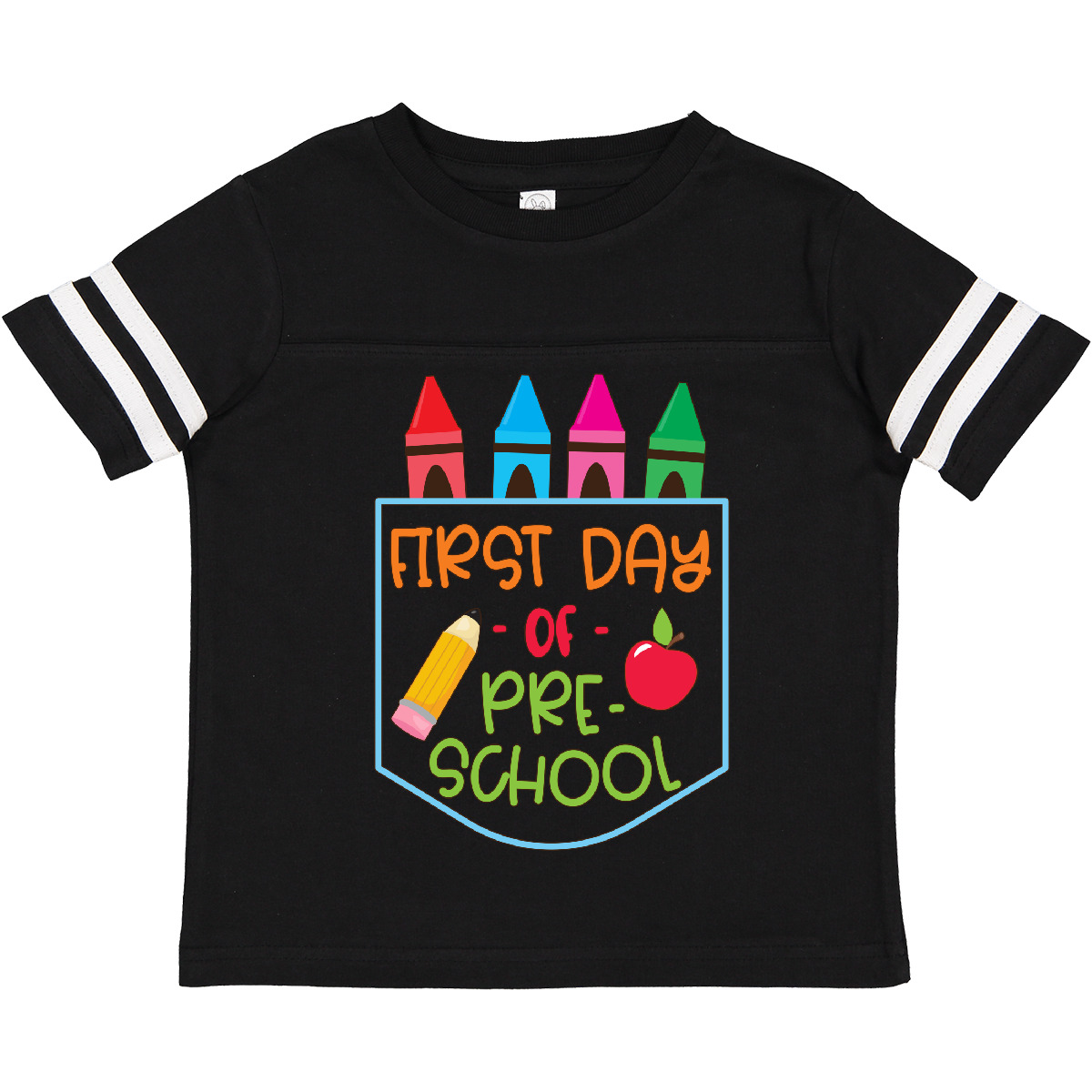 T-Shirt Inktastic 1. Tag der Vorschule Buntstifte und Apfel Schulanfang Kleinkind - Bild 4 von 15