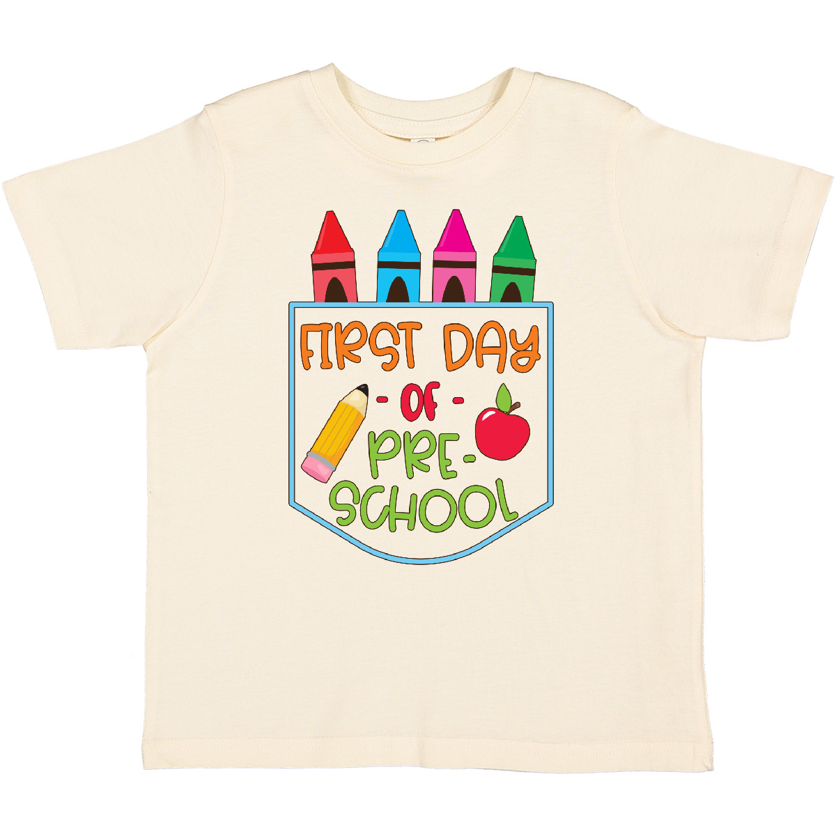T-Shirt Inktastic 1. Tag der Vorschule Buntstifte und Apfel Schulanfang Kleinkind - Bild 9 von 15