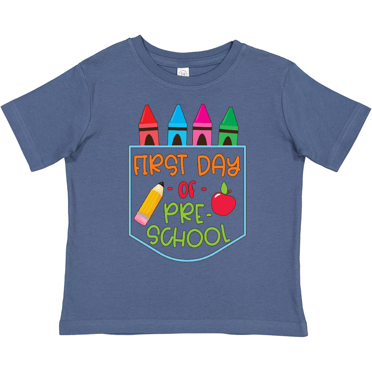 T-Shirt Inktastic 1. Tag der Vorschule Buntstifte und Apfel Schulanfang Kleinkind - Bild 6 von 15