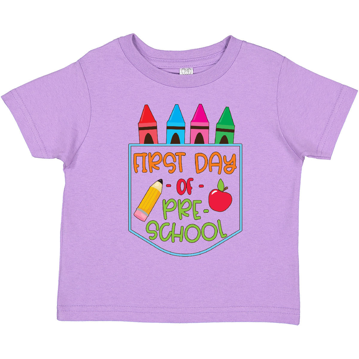 T-Shirt Inktastic 1. Tag der Vorschule Buntstifte und Apfel Schulanfang Kleinkind - Bild 7 von 15