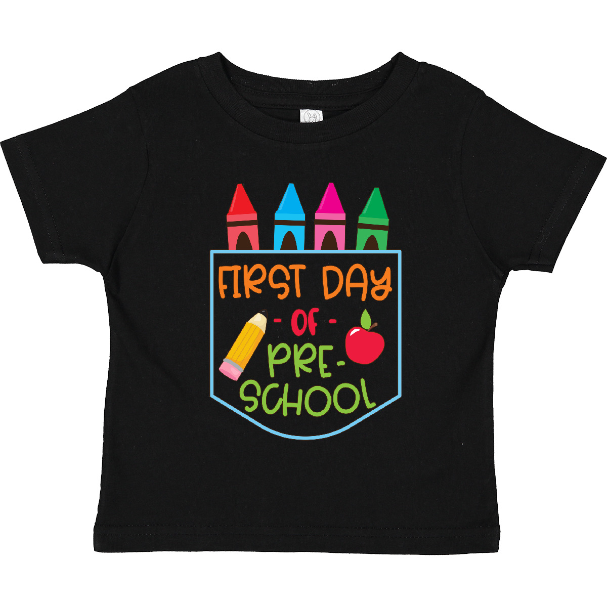 T-Shirt Inktastic 1. Tag der Vorschule Buntstifte und Apfel Schulanfang Kleinkind - Bild 3 von 15