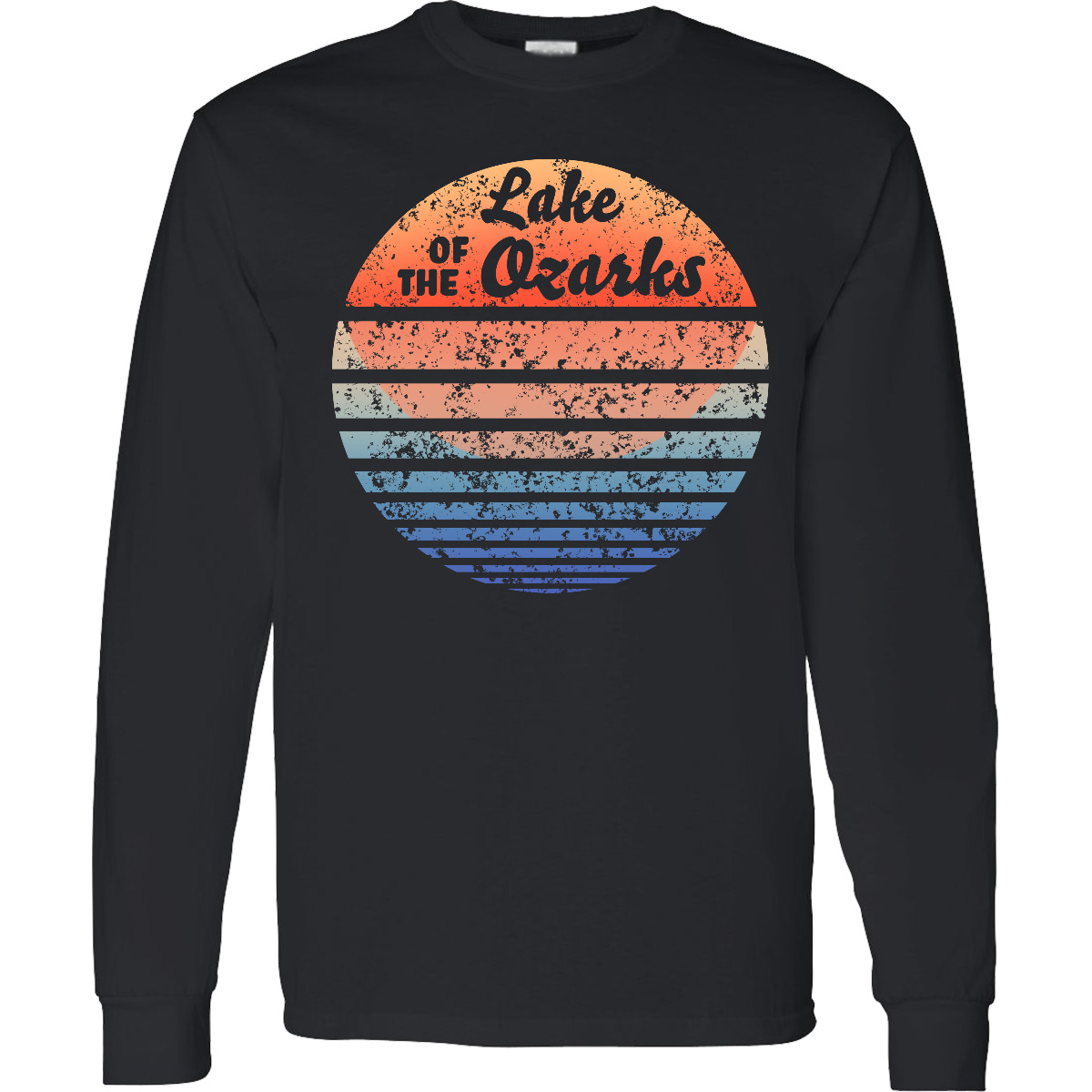 Inktastic Lake Of The Ozarks Distressed Retro Sunset Long Sleeve T-Shirt Summer