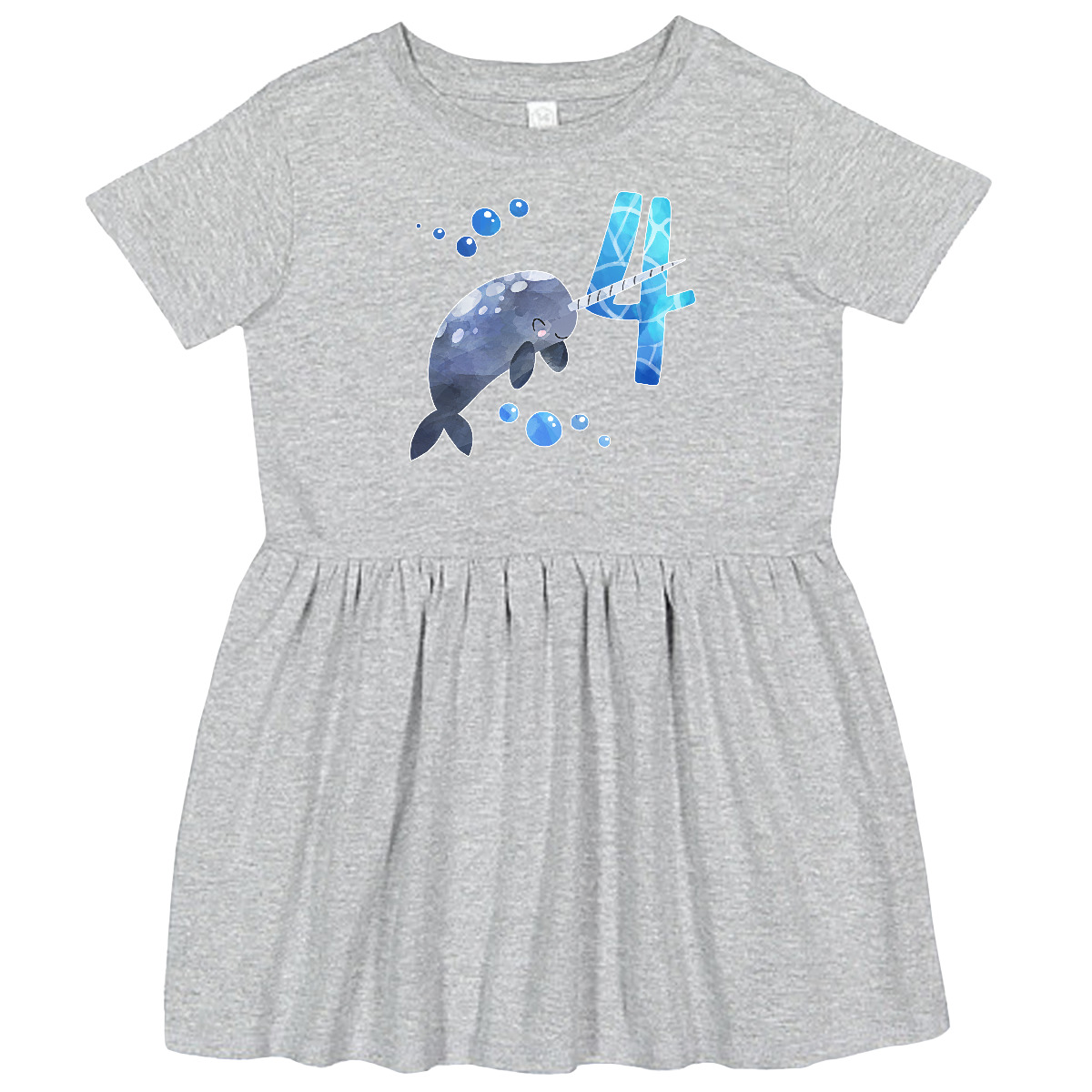 Inktastic Cute Narwhal 4th Birthday Toddler Dress Birthdays Four 4 Turning Year - Picture 2 of 6