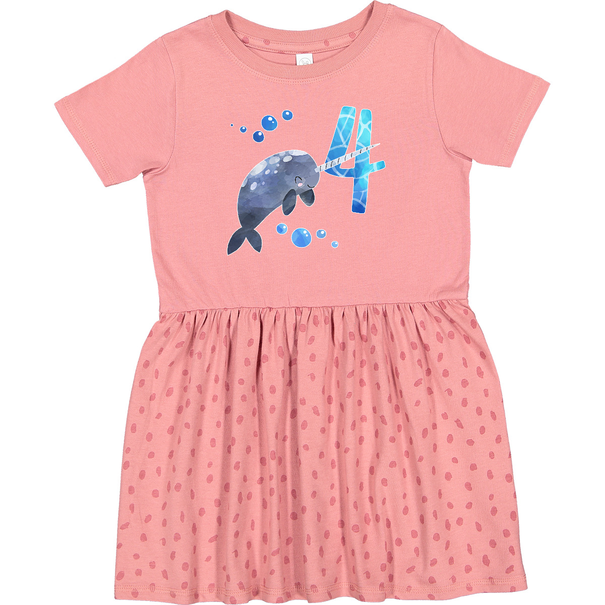 Inktastic Cute Narwhal 4th Birthday Toddler Dress Birthdays Four 4 Turning Year - Picture 3 of 6