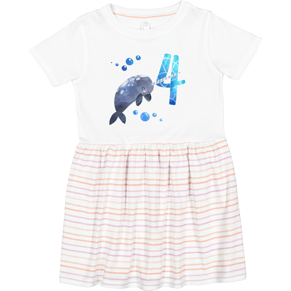 Inktastic Cute Narwhal 4th Birthday Toddler Dress Birthdays Four 4 Turning Year - Picture 6 of 6