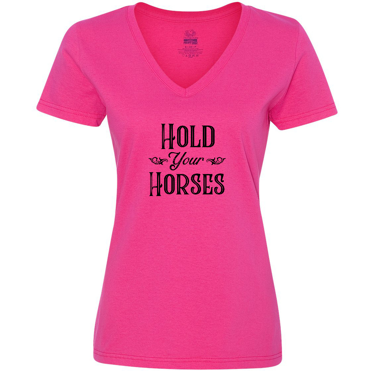 Inktastic Hold Your Horses Women's V-Neck T-Shirt Farm Southern Ranch Barn Tees - Picture 4 of 7