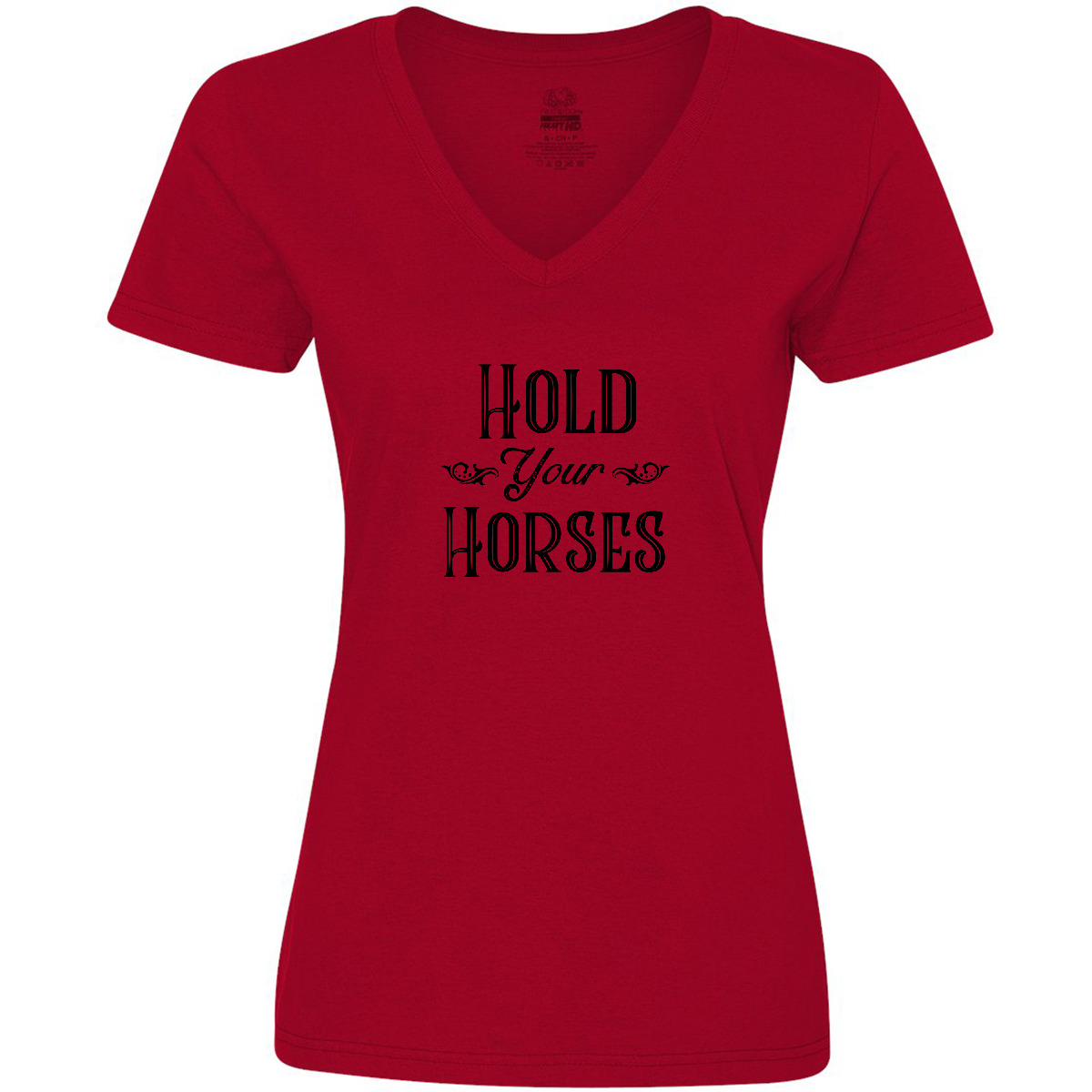 Inktastic Hold Your Horses Women's V-Neck T-Shirt Farm Southern Ranch Barn Tees - Picture 7 of 7