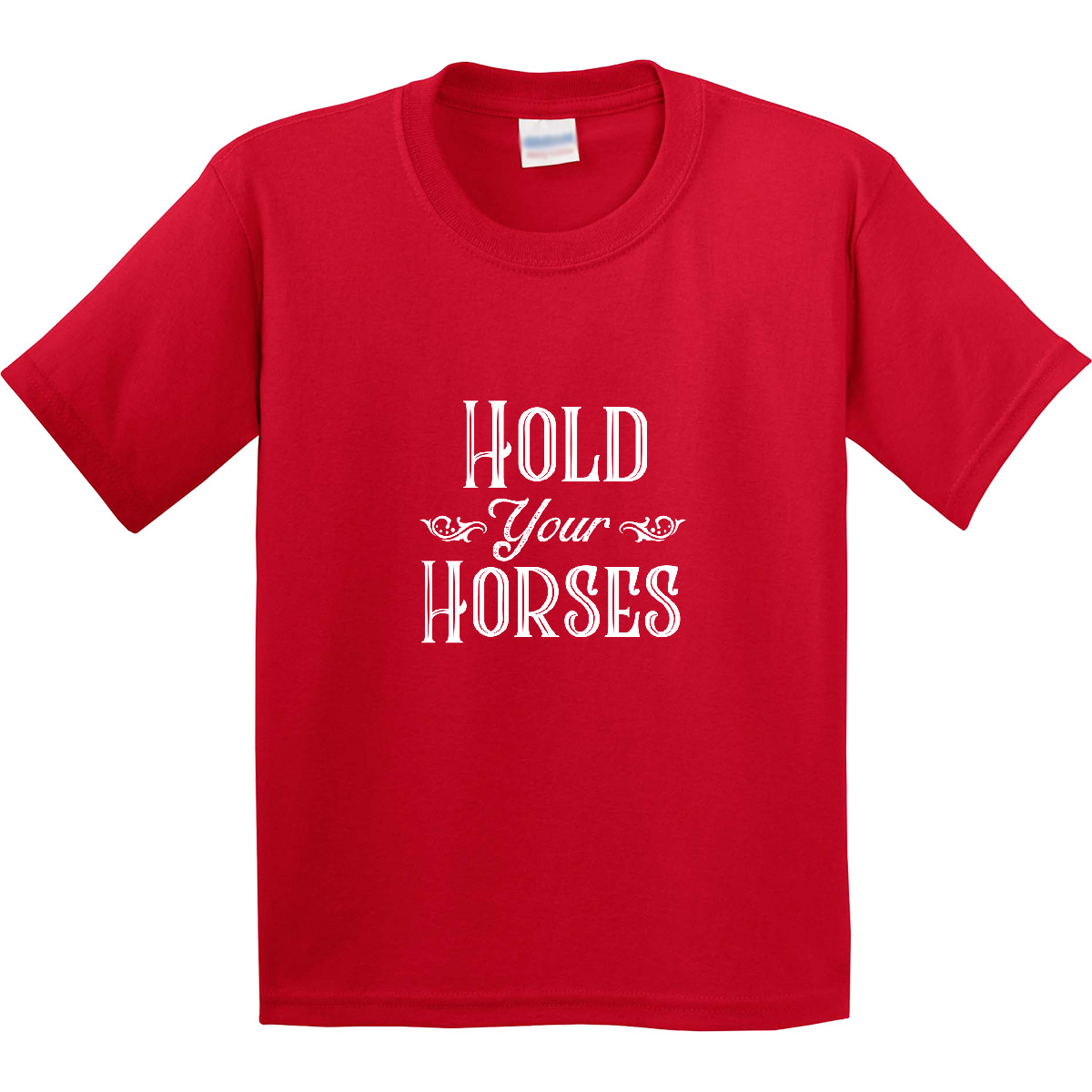 Inktastic Hold Your Horses In White Youth T-Shirt Farm Southern Ranch Barn Tee - Picture 8 of 11