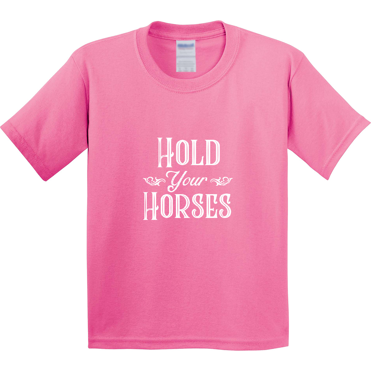 Inktastic Hold Your Horses In White Youth T-Shirt Farm Southern Ranch Barn Tee - Picture 2 of 11