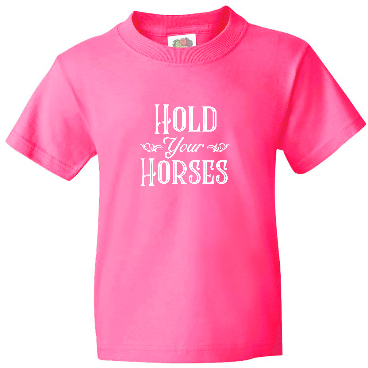 Inktastic Hold Your Horses In White Youth T-Shirt Farm Southern Ranch Barn Tee - Picture 7 of 11