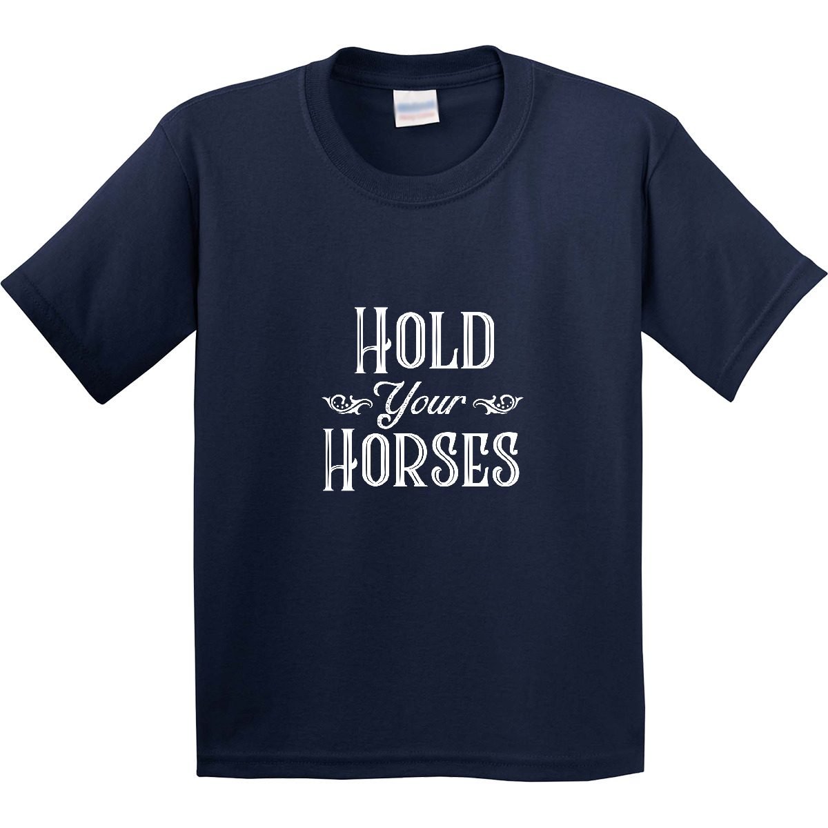 Inktastic Hold Your Horses In White Youth T-Shirt Farm Southern Ranch Barn Tee - Picture 6 of 11