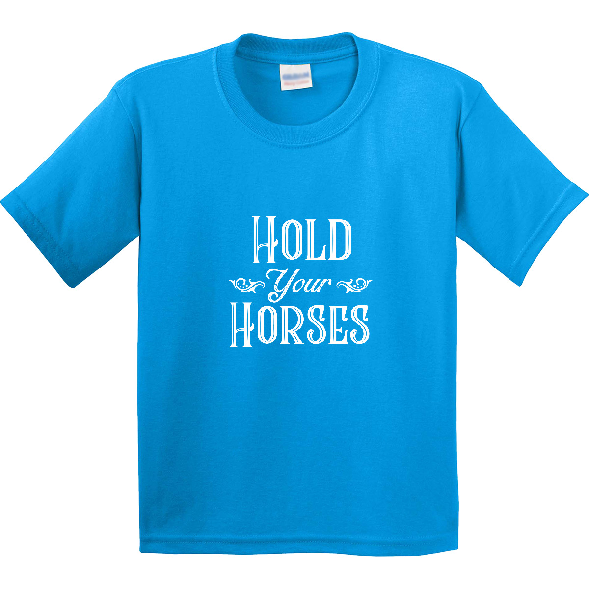 Inktastic Hold Your Horses In White Youth T-Shirt Farm Southern Ranch Barn Tee - Picture 7 of 11