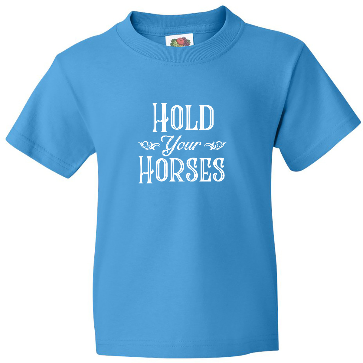 Inktastic Hold Your Horses In White Youth T-Shirt Farm Southern Ranch Barn Tee - Picture 8 of 11