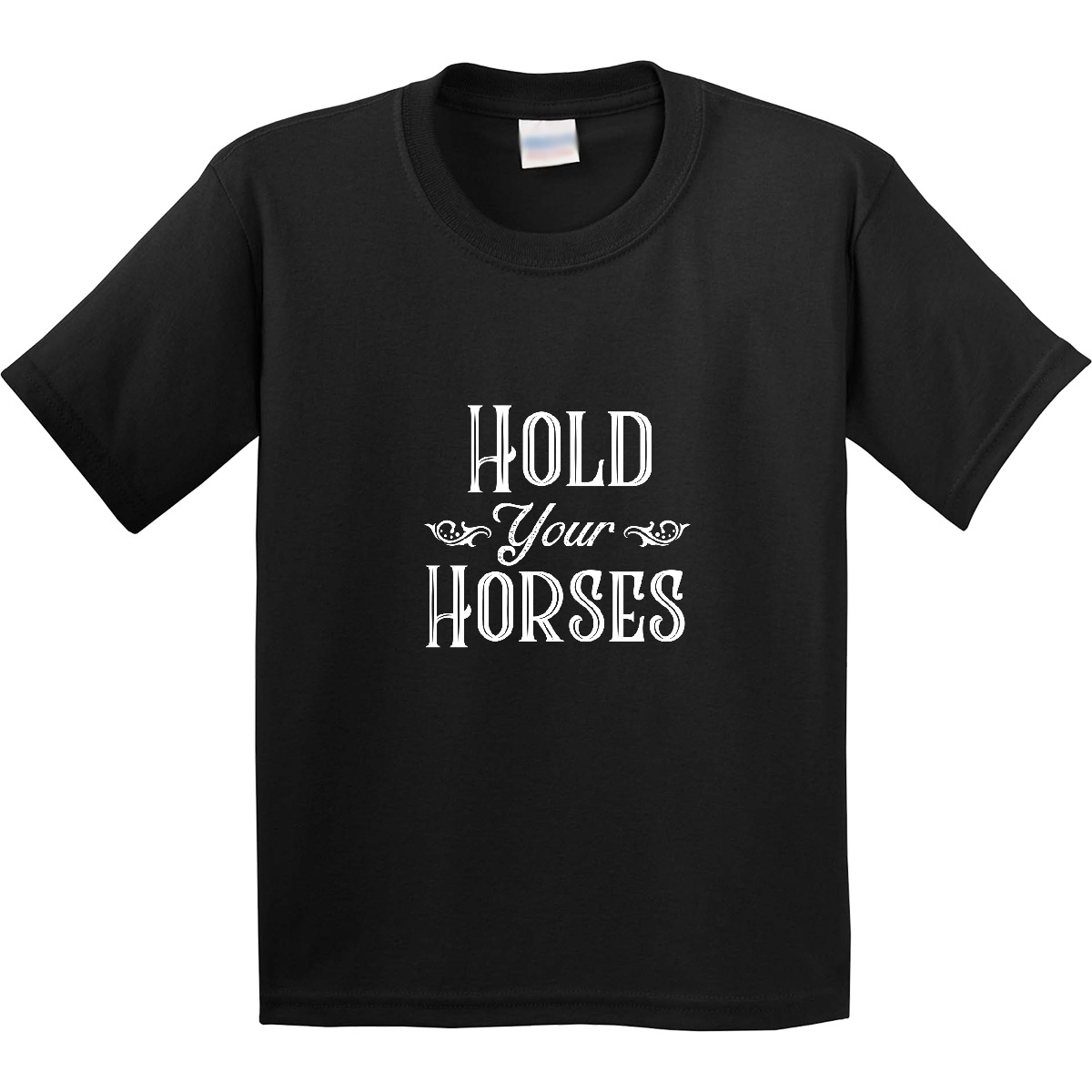 Inktastic Hold Your Horses In White Youth T-Shirt Farm Southern Ranch Barn Tee - Picture 3 of 11