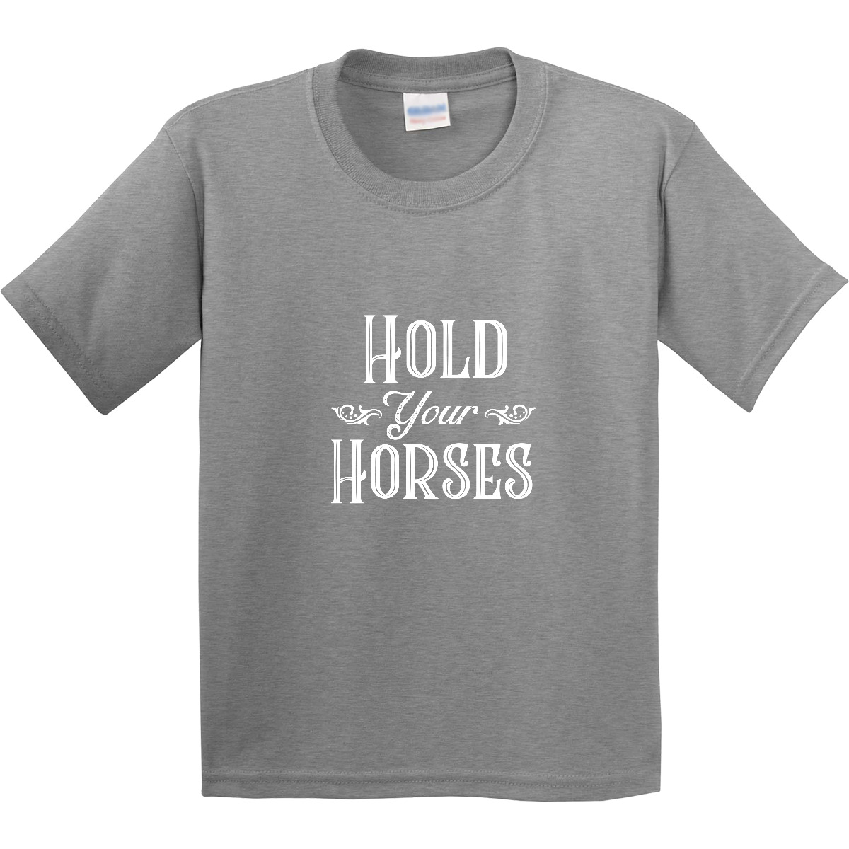 Inktastic Hold Your Horses In White Youth T-Shirt Farm Southern Ranch Barn Tee - Picture 4 of 11