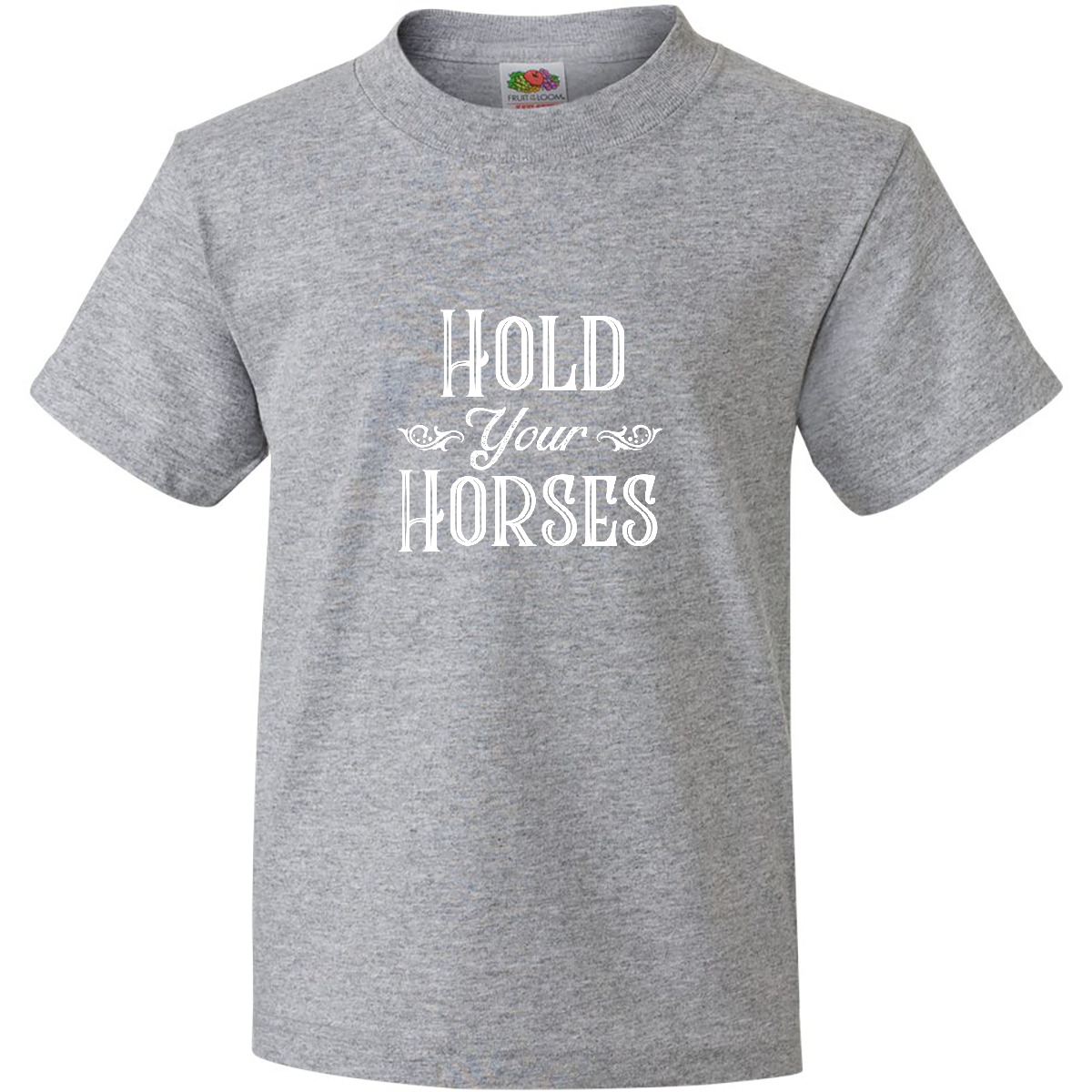 Inktastic Hold Your Horses In White Youth T-Shirt Farm Southern Ranch Barn Tee - Picture 4 of 11